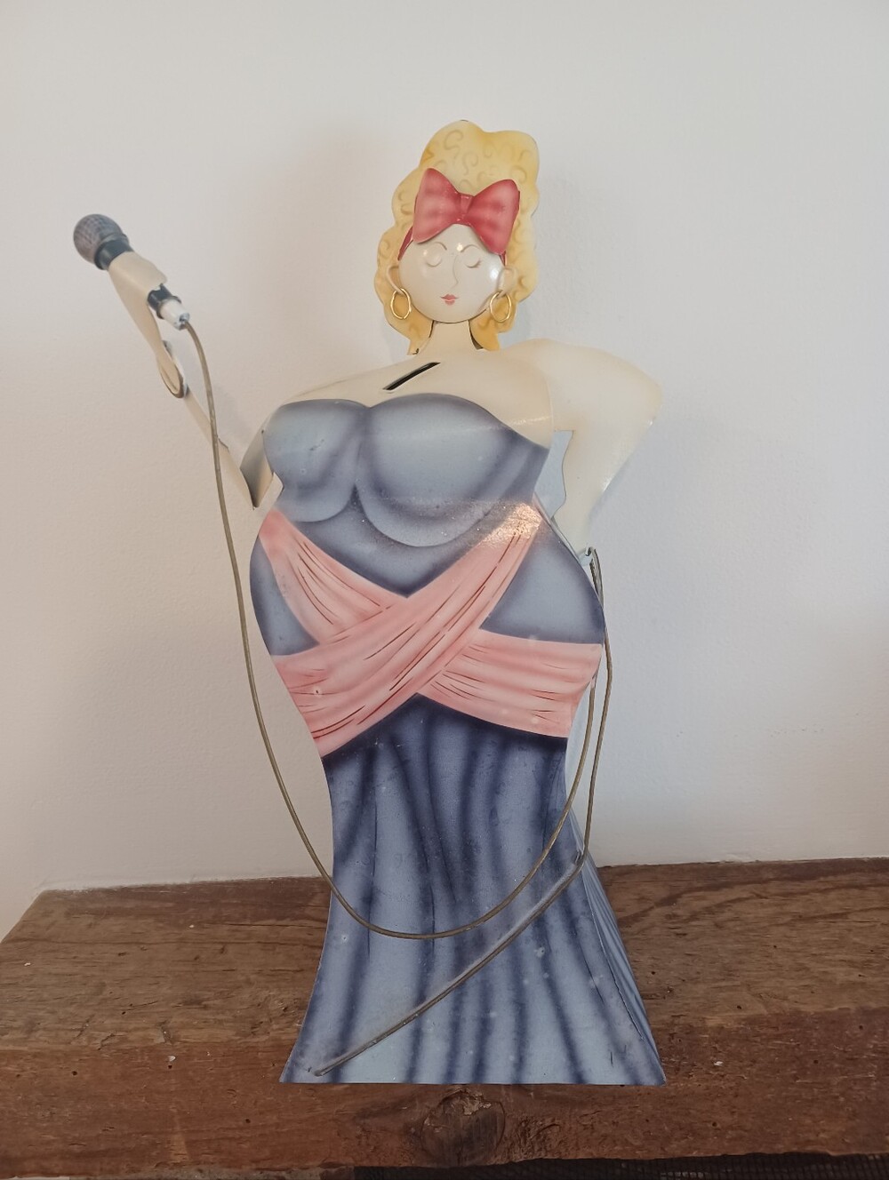 Vintage Metal Lady Coin Bank  Art Deco Style